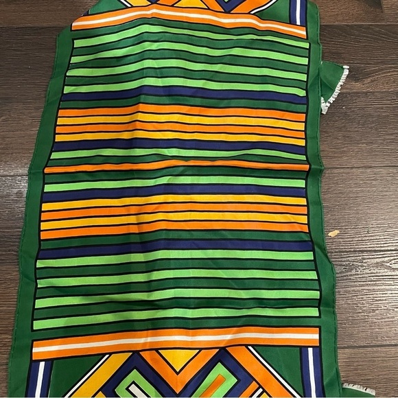 Guy Laroche Paris Colorful Geometric Art to Wear Scarf 55.5" Long by 14" Wide - Picture 3 of 5